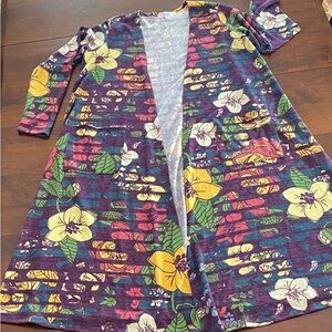 LuLaRoe Purple Floral Long Cardigan